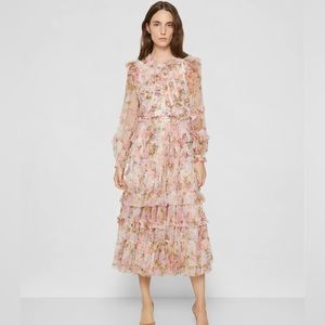 NWT Needle & Thread stunning meadow floral ruffle ballerina dress